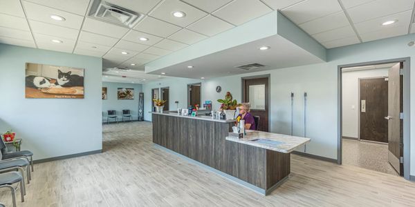 The reception and front-desk area of Countryside Animal Hospital